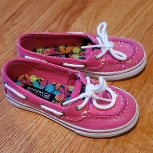 Like new pink Sperry's! Worn once!